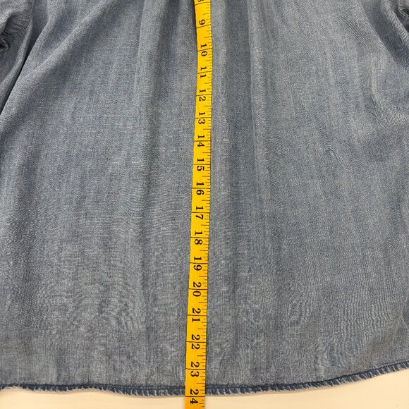 Splendid Blue Denim Chambray Peasant Prairie Coastal Preppy Boho Breezy Tunic LG - Picture 8 of 8